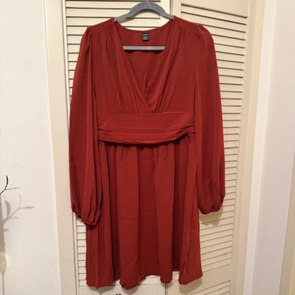 Long Sleeve ruched waist party holiday dress